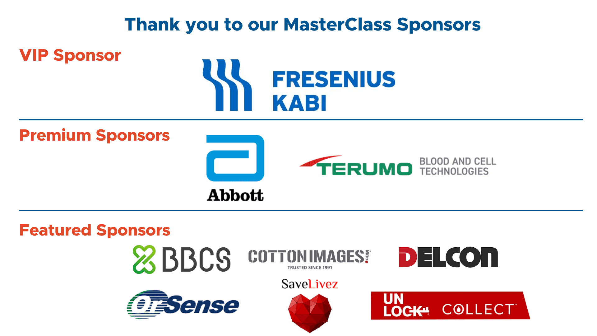 Thank you to our MasterClass Sponsors