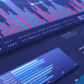 A computer screen with bar graphs and pic charts