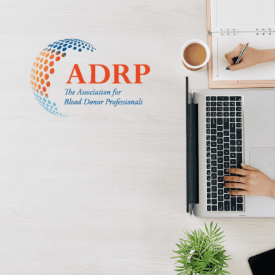ADRP logo with a computer keyboard and someone typing